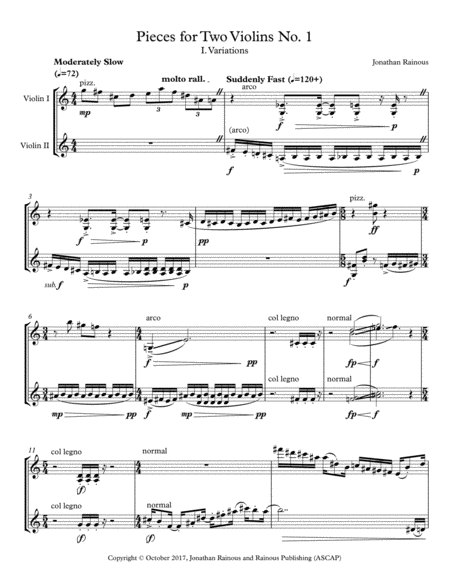 Pieces For Two Violins Sheet Music