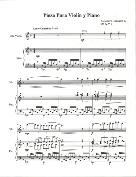 Free Sheet Music Pieza Para Violin Y Piano Op 3 No 3