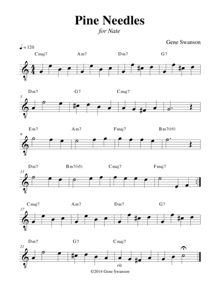 Pine Needles Play Along Sheet Music