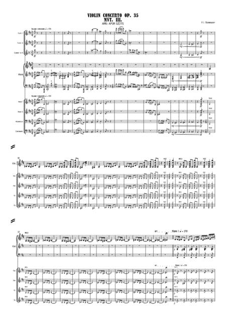 Piotr Tchaikovsky Violin Concerto I D Major 3rd Movement Arrangement For Chamber Group Sheet Music