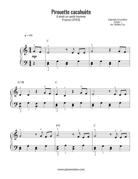 Pirouette Cacahute Il Tait Un Petit Homme Easy Piano Solo Sheet Music