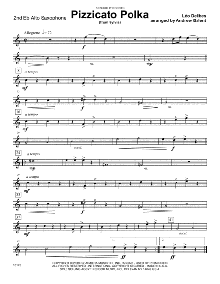 Free Sheet Music Pizzicato Polka From Sylvia 2nd Eb Alto Saxophone