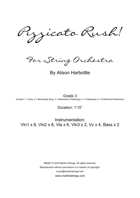 Pizzicato Rush For String Orchestra Sheet Music