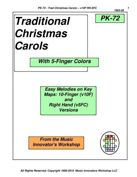 Pk 72 Traditional Christmas Carols Key Map Tab With Text Sheet Music