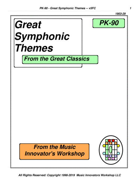 Free Sheet Music Pk 90 Great Symphonic Themes Key Map Tablature