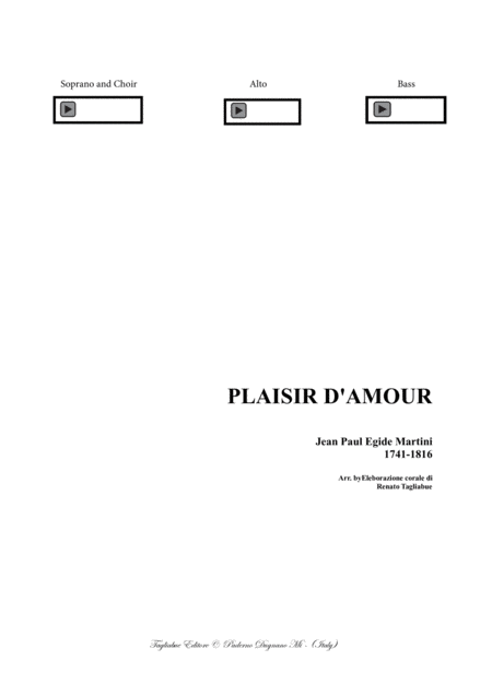 Plaisir D Amour Arr Per Sab Choir And Piano Pdf Files With Embedded Mp3 Files Of The Individual Parts Sheet Music