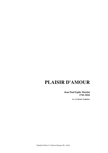 Plaisir D Amour Martini Arr For Soprano Tenor Or Any Instr In C Bb Eb And Piano Sheet Music