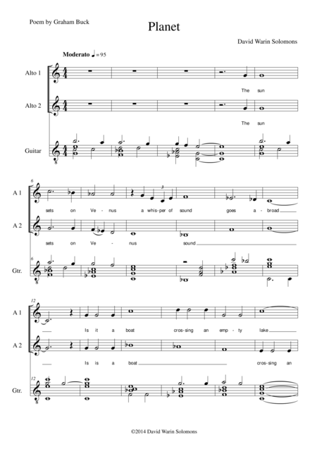 Planet For 2 Altos And Guitar Sheet Music