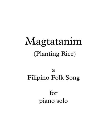 Planting Rice Magtatanim Sheet Music