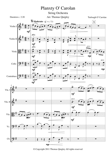 Free Sheet Music Planxty O Carolan