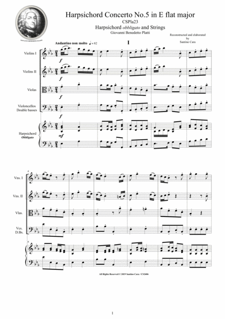 Platti Harpsichord Concerto No 5 In E Flat Major Cspla23 For Harpsichord And Strings Sheet Music