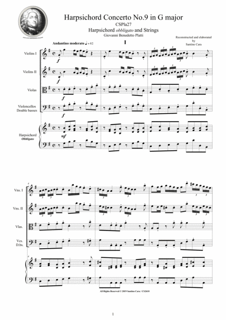 Platti Harpsichord Concerto No 9 In G Major Cspla27 For Harpsichord And Strings Sheet Music