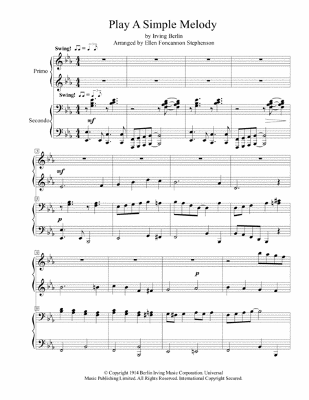 Free Sheet Music Play A Simple Melody Piano Duet