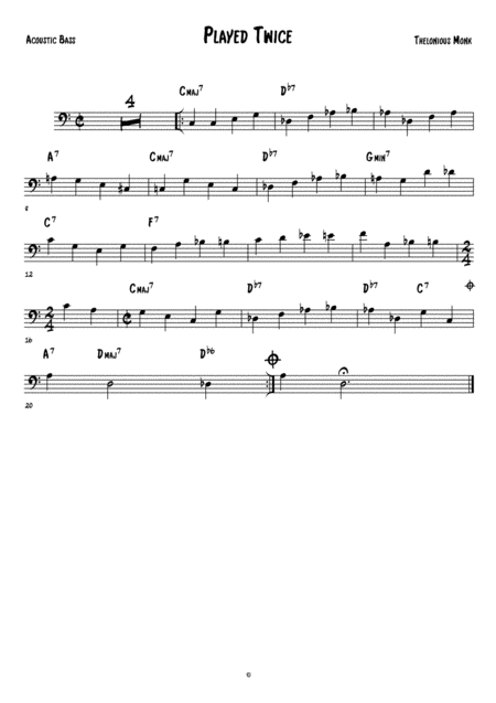 Played Twice Acoustic Bass Sheet Music