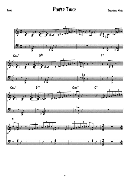 Played Twice Piano Sheet Music