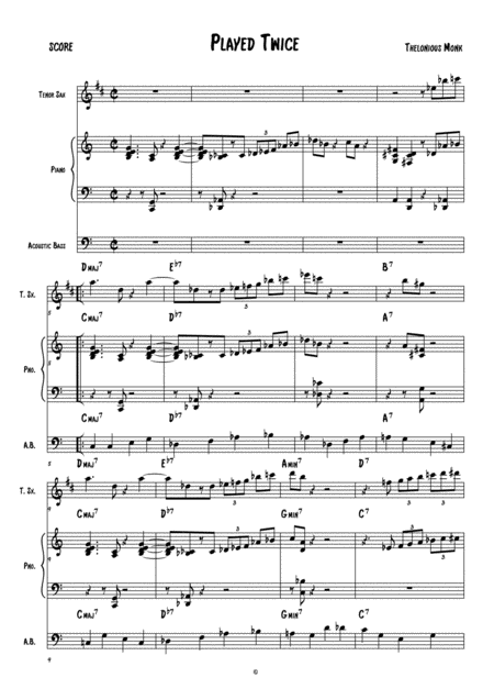 Played Twice Score Sheet Music