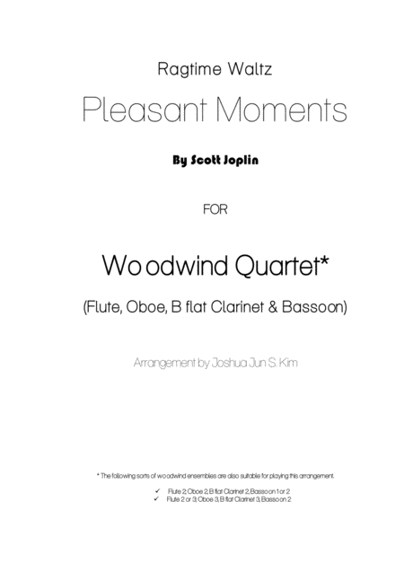 Pleasant Moments For Woodwind Quartet Sheet Music