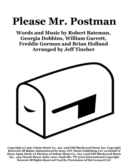 Free Sheet Music Please Mr Postman