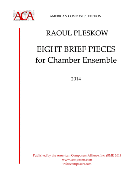 Pleskow Eight Brief Pieces For Chamber Ensemble Sheet Music