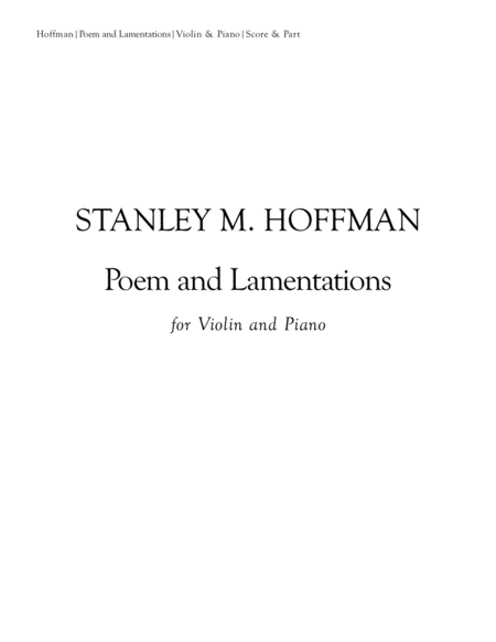 Poem And Lamentations Sheet Music