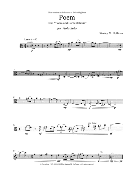 Poem From Poem And Lamentations Sheet Music