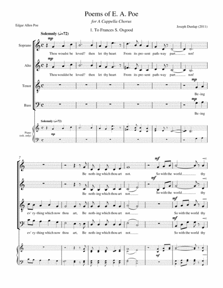 Poems Of E A Poe Satb Choir Composed By Joseph Dunlap Sheet Music