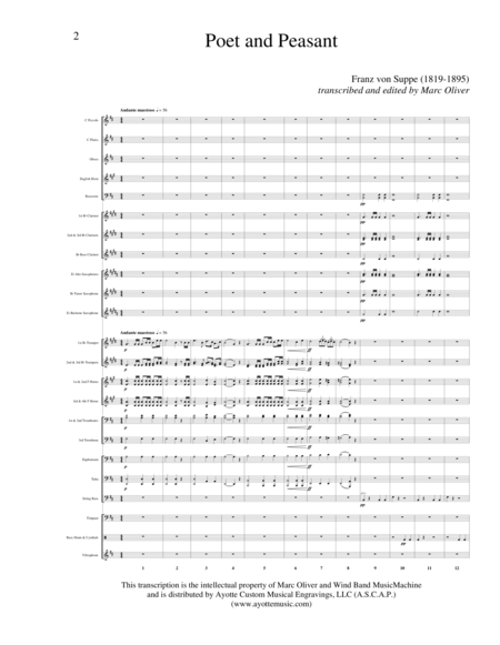 Poet And Peasant Overture Transcribed For Concert Band Sheet Music