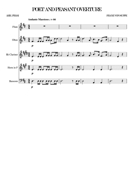 Free Sheet Music Poet And Peasant Overture