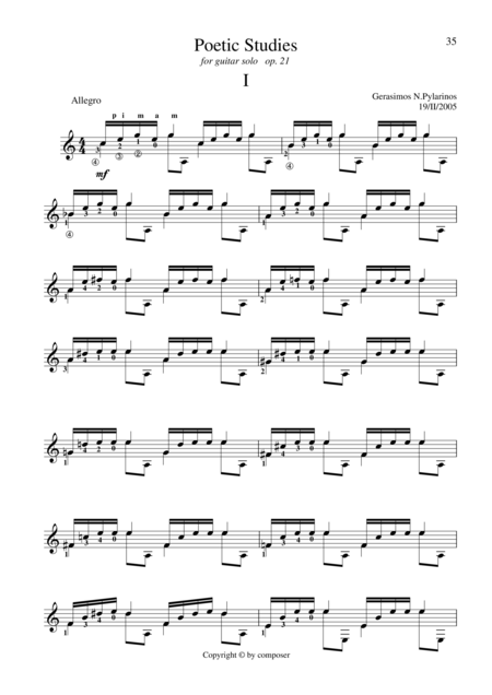 Poetic Studies For Guitar Solo Sheet Music