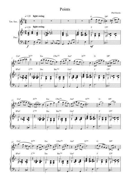 Free Sheet Music Points Tenor Sax Solo