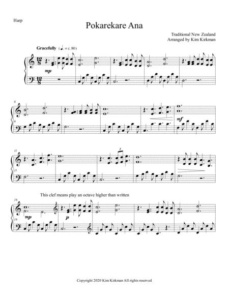 Free Sheet Music Pokarekare Ana For Harp In C No Levers Required