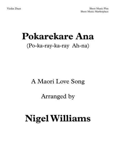 Free Sheet Music Pokarekare Ana For Violin Duet
