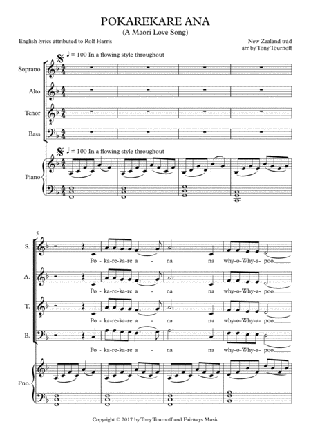 Pokarekare Ana Satb Sheet Music