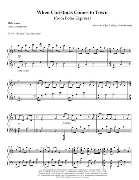Free Sheet Music Polar Express When Christmas Comes To Town Piano Cover