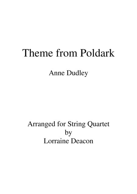 Poldark Main Title String Quartet Sheet Music