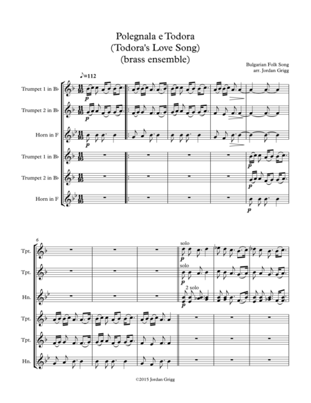 Free Sheet Music Polegnala E Todora Todoras Love Song Brass Ensemble