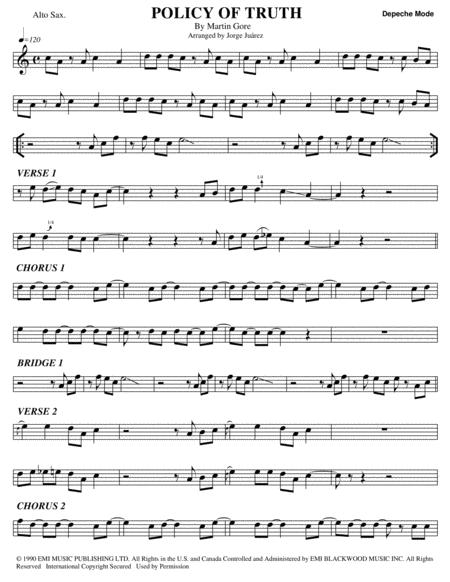 Free Sheet Music Policy Of Truth Alto Sax