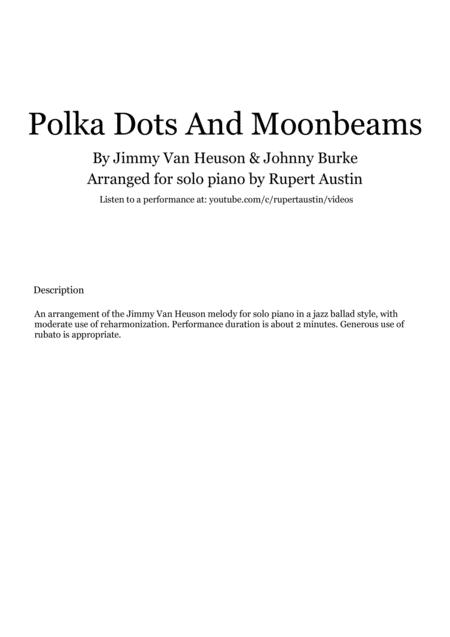 Polka Dots And Moonbeams Solo Piano Sheet Music