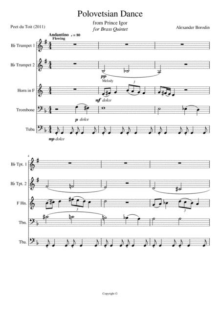 Polovetsian Dance From Prince Igor A Borodin Sheet Music