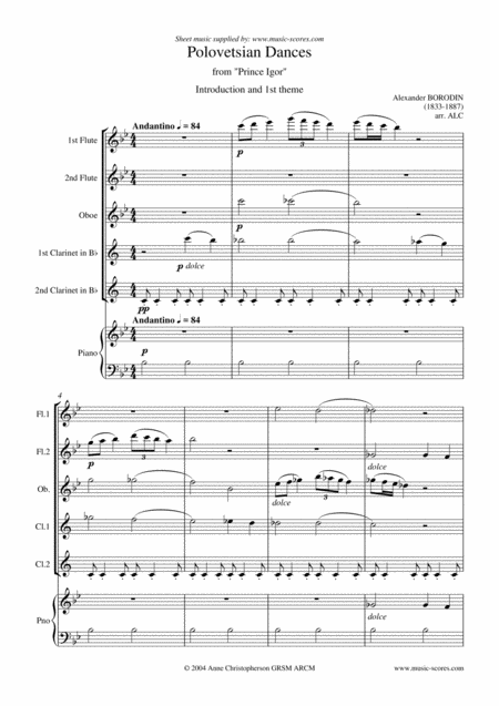 Polovetsian Dances Introduction And Gliding Dance Of The Maidens Wind Ensemble Sheet Music