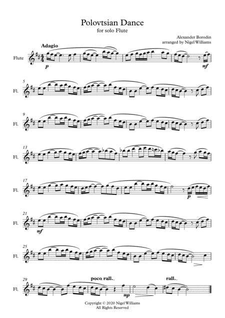 Polovtsian Dance For Flute Solo Sheet Music