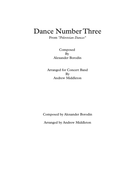 Polovtsian Dance Number Three For Concert Band Sheet Music