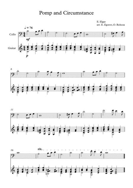 Free Sheet Music Pomp And Circumstance Edward Elgar For Cello Guitar