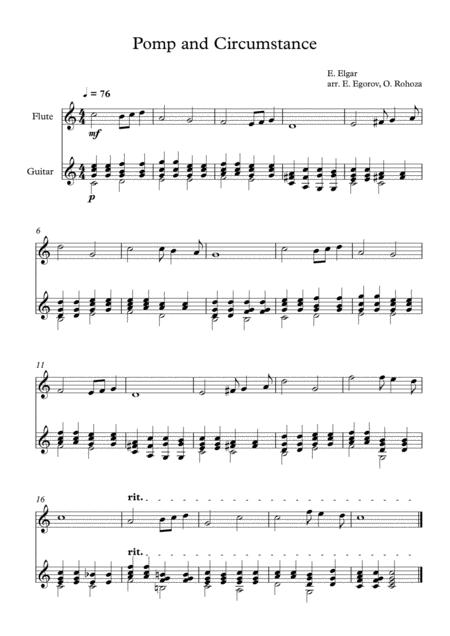 Free Sheet Music Pomp And Circumstance Edward Elgar For Flute Guitar