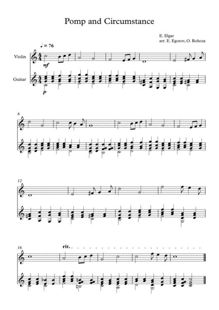 Free Sheet Music Pomp And Circumstance Edward Elgar For Violin Guitar