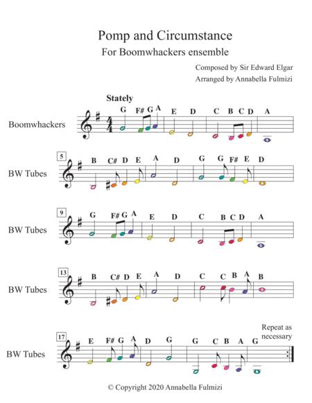 Free Sheet Music Pomp And Circumstance Graduation Song For Boomwhackers Ensemble