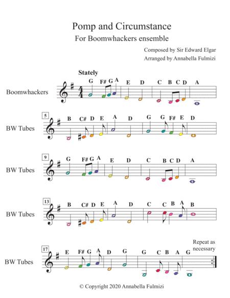 Pomp And Circumstance Graduation Song For Boomwhackers Ensemble Sheet Music