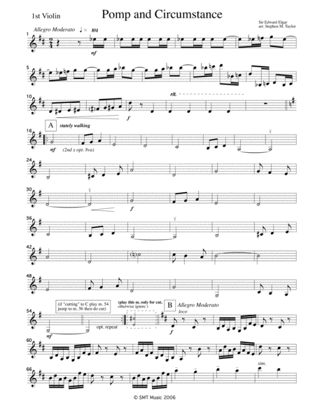 Pomp And Circumstance March No 1 Graduation String Quartet Sheet Music