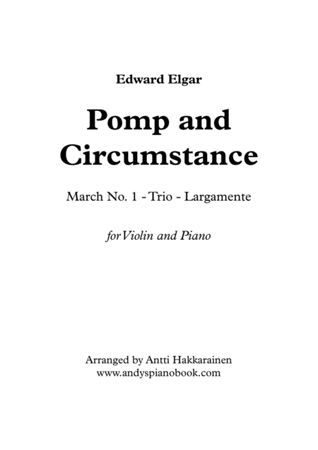 Pomp And Circumstance Violin Piano Sheet Music