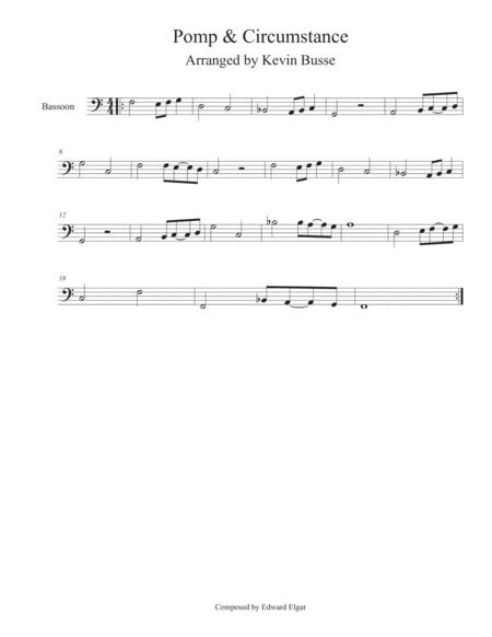 Pomp Circumstance Bassoon Sheet Music